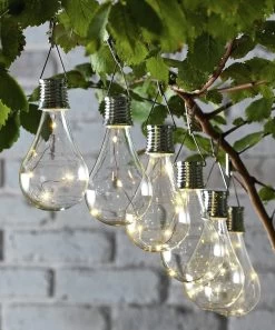 Garden By Sainsbury's Set Of 6 Solar Lightbulb Lanterns