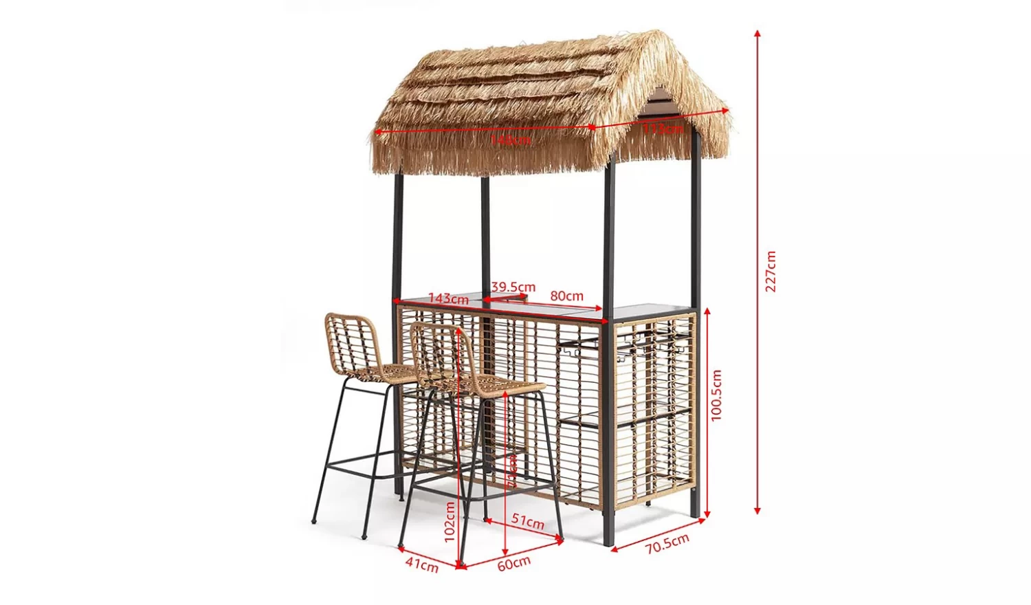 Habitat Beach Bar Gazebo With Stools - Natural - Image 3