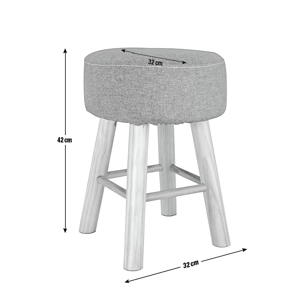 Habitat Sophie Small Fabric Stool - Light Grey - Image 5