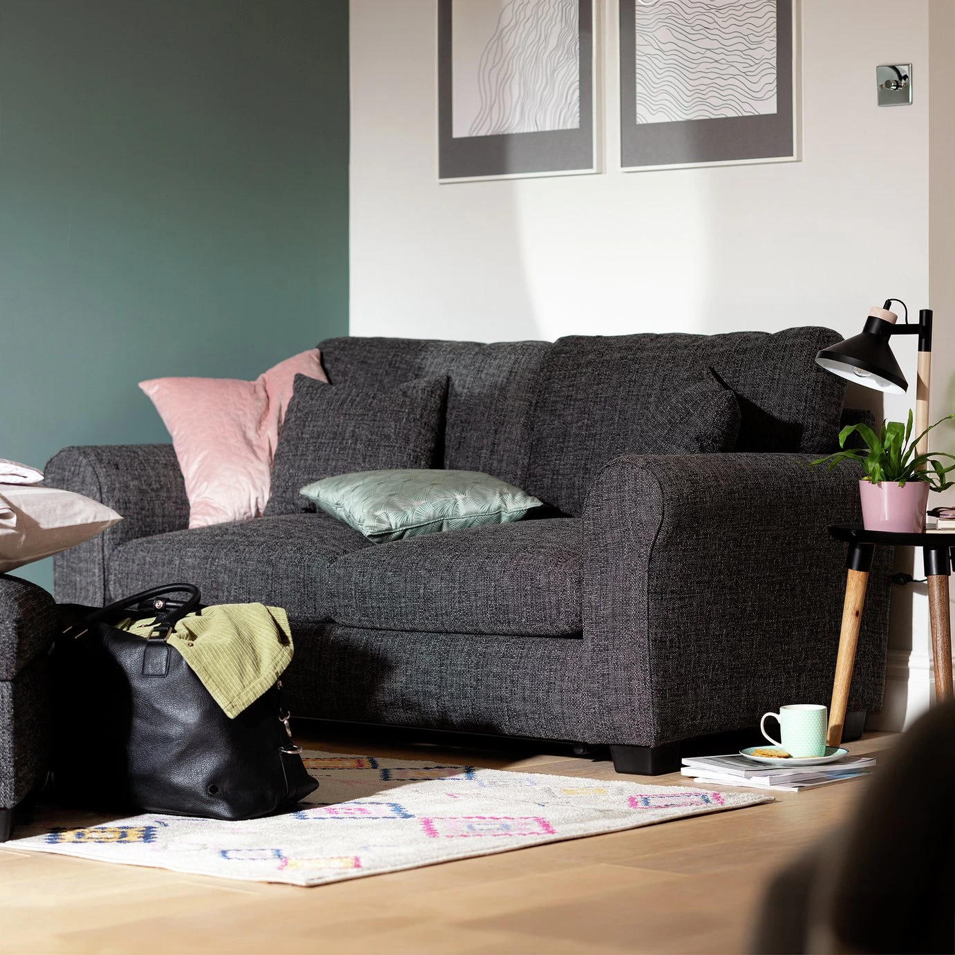 Habitat Lisbon Small Double Fabric Sofa Bed - Charcoal - Image 3