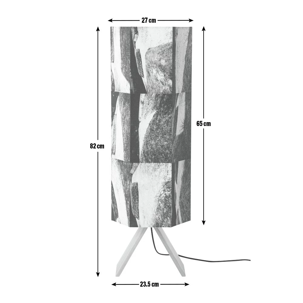 Habitat Whiteleaf Printed Column Floor Lamp - Black & White - Image 3