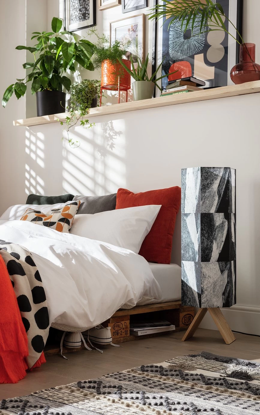 Habitat Whiteleaf Printed Column Floor Lamp - Black & White - Image 11