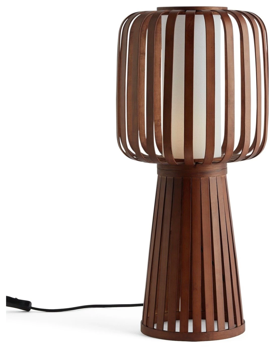 Habitat Achille Bamboo Table Lamp - Walnut & White - Image 2