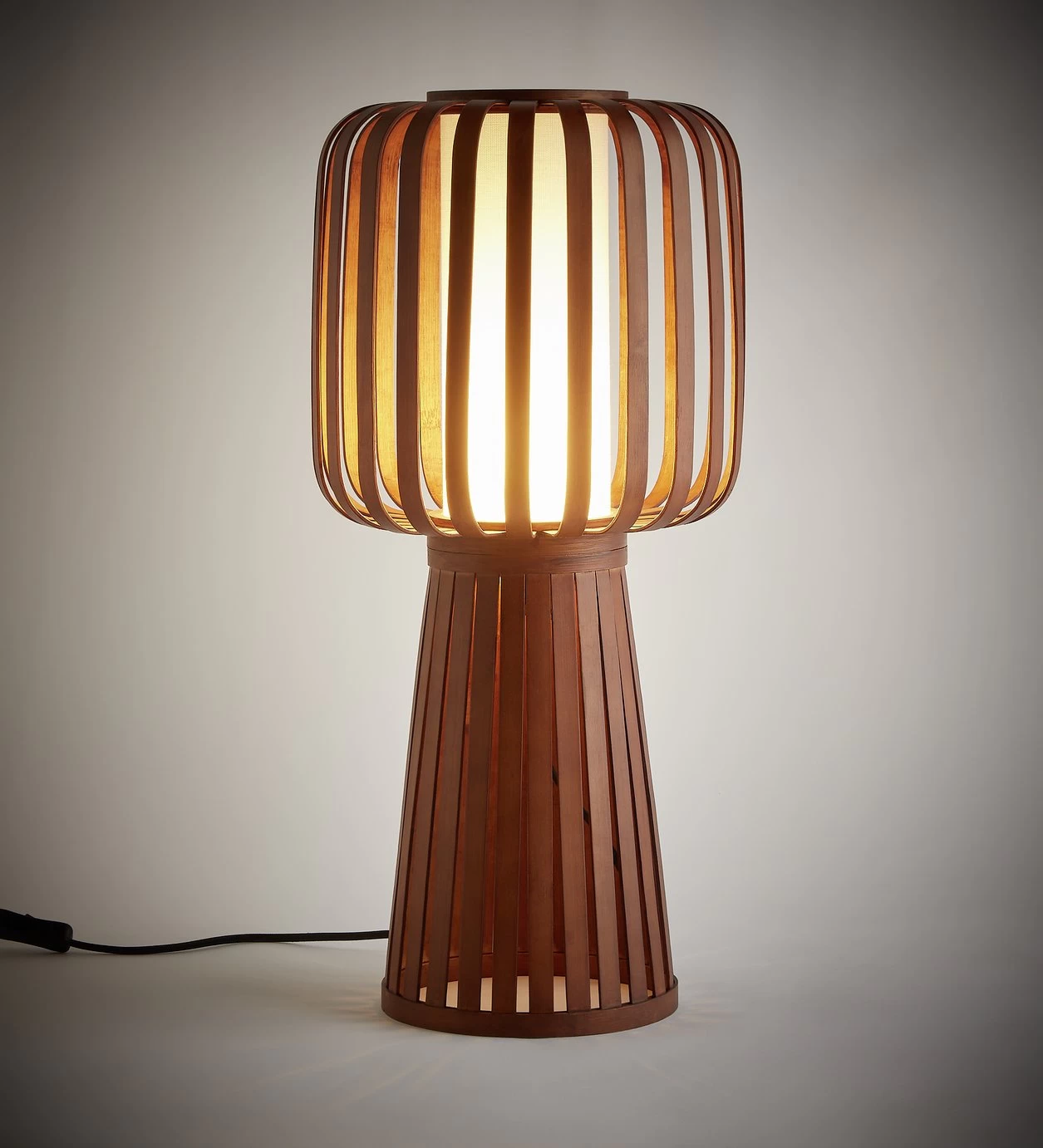 Habitat Achille Bamboo Table Lamp - Walnut & White - Image 7