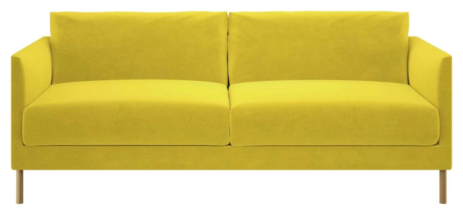 Habitat Hyde Velvet 3 Seater Sofa - Yellow