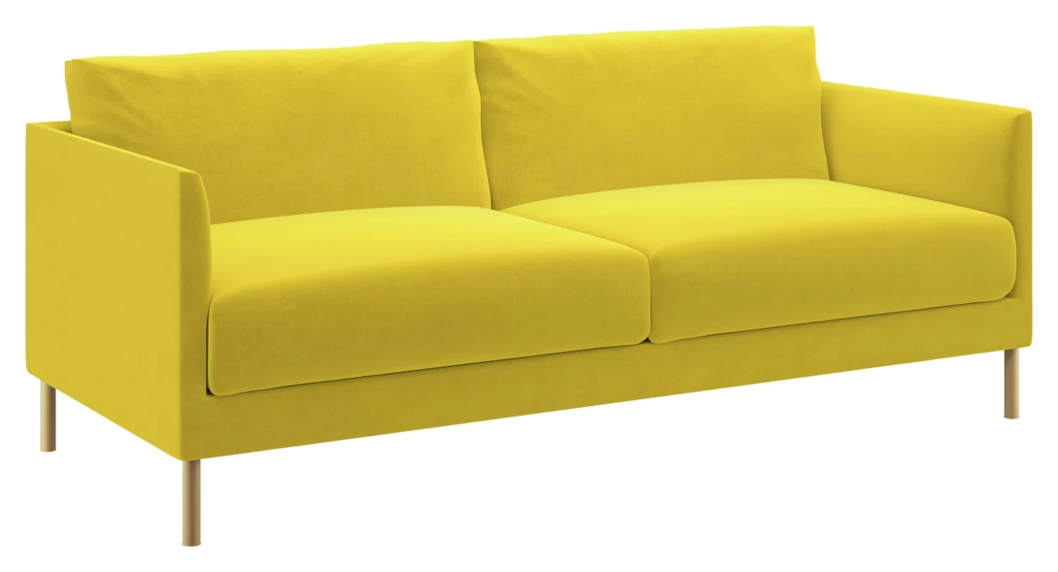 Habitat Hyde Velvet 3 Seater Sofa - Yellow - Image 7
