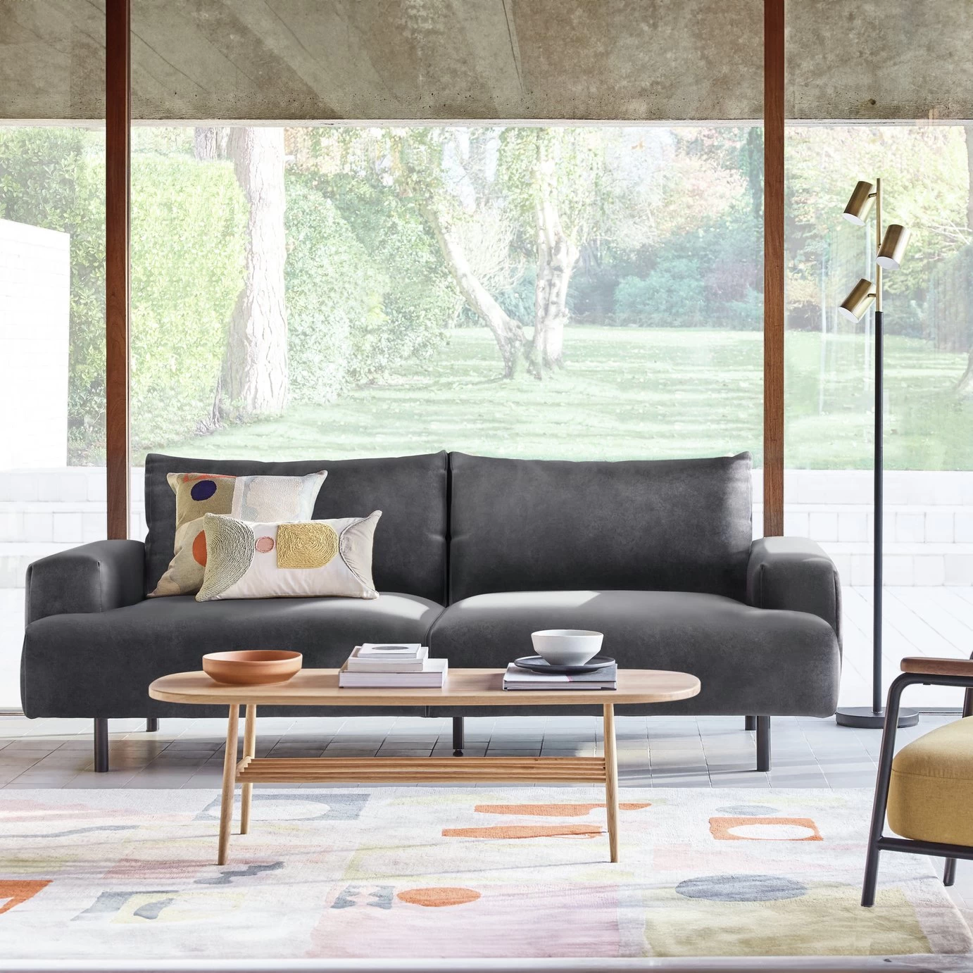 Habitat Julien Velvet 3 Seater Sofa - Grey - Image 2