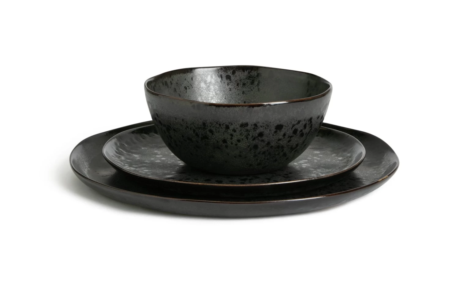 Habitat Preto 12 Piece Stoneware Dinner Set - Black - Image 3
