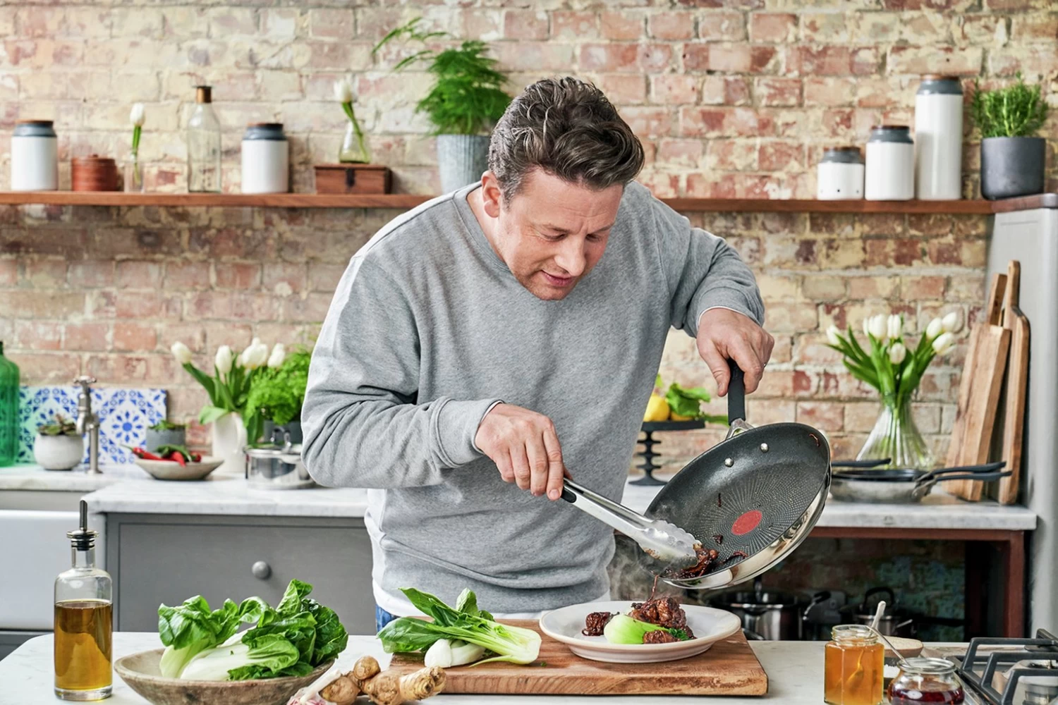 Tefal Jamie Oliver 28cm Non Stick Stainless Steel Wok - Image 7