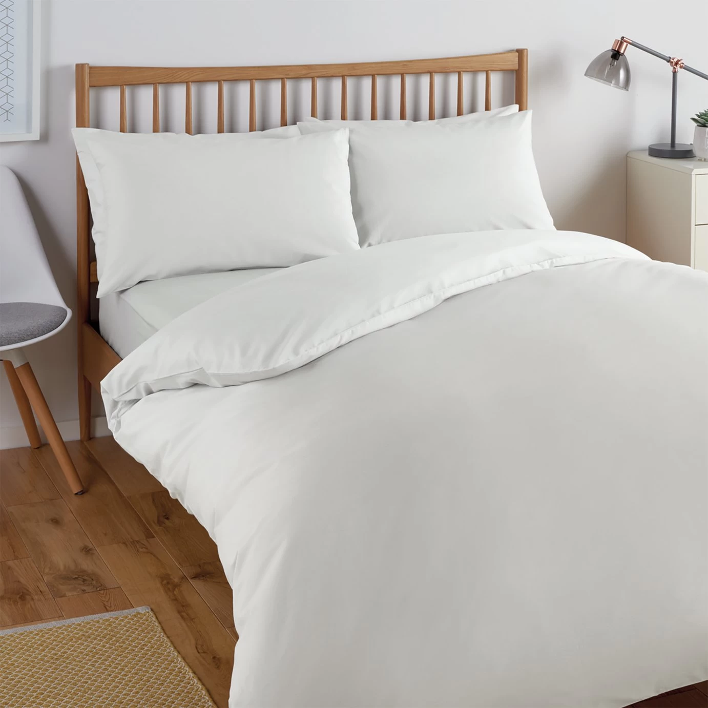 Habitat Cool Tencel Cotton Plain White Bedding Set - Single