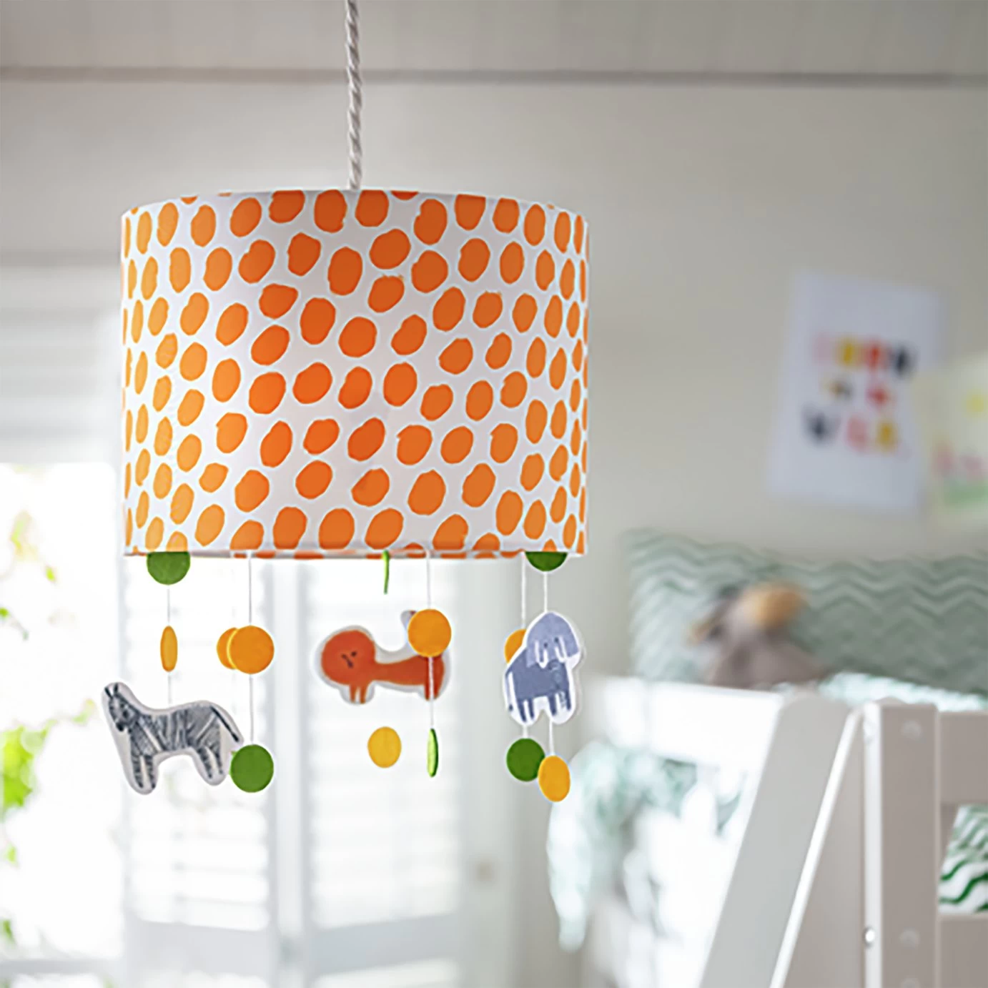 Habitat Kids Drum Dash Print & Hanging Animal Ceiling Shade
