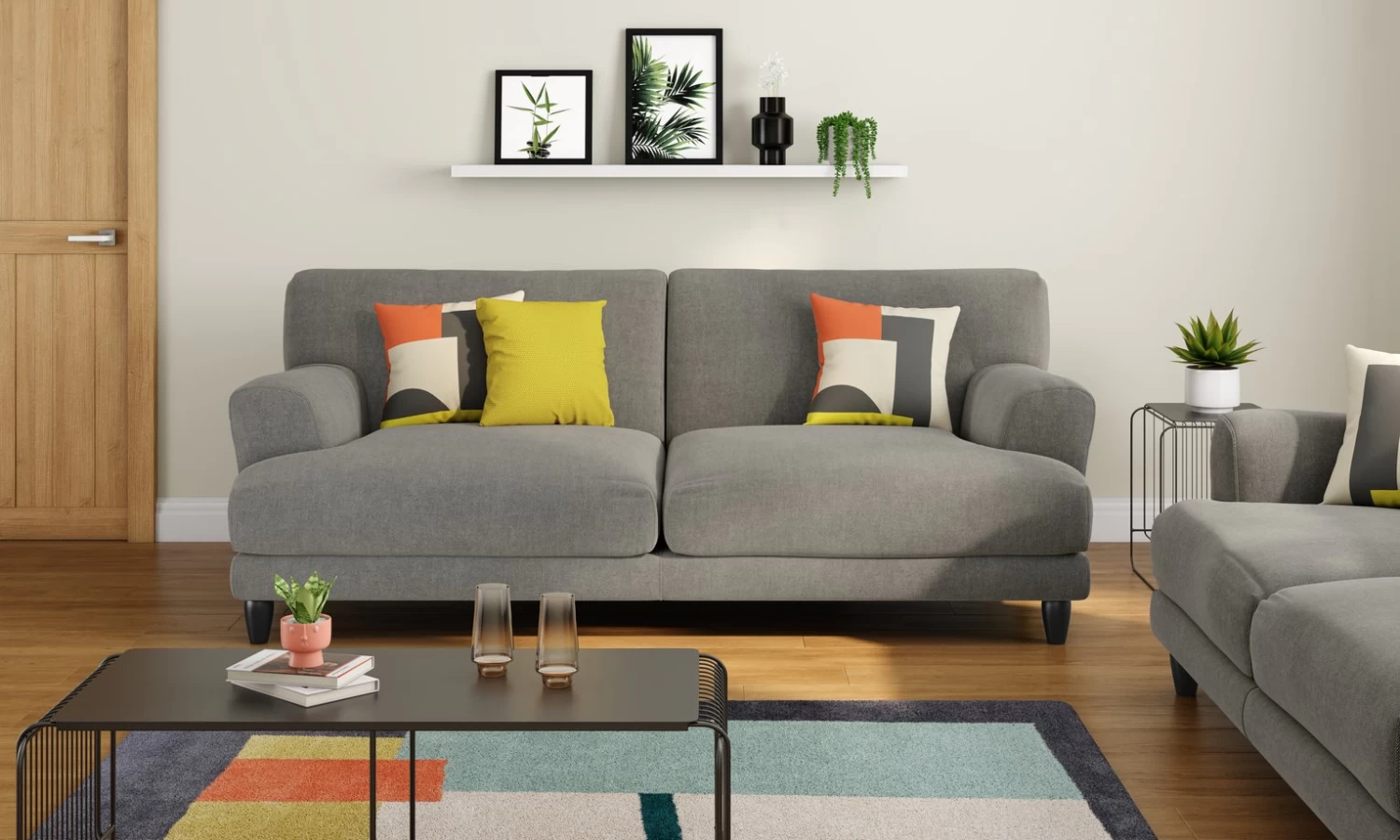 Habitat Askem Fabric 3 Seater Sofa - Natural - Image 2