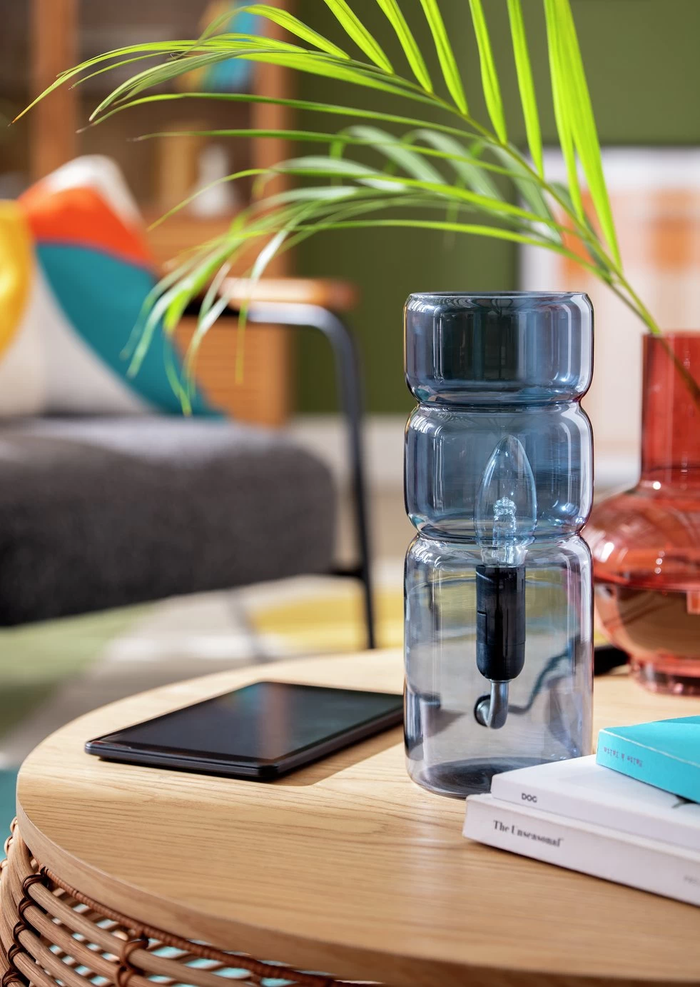 Habitat Parr Glass Column Table Lamp - Blue - Image 7