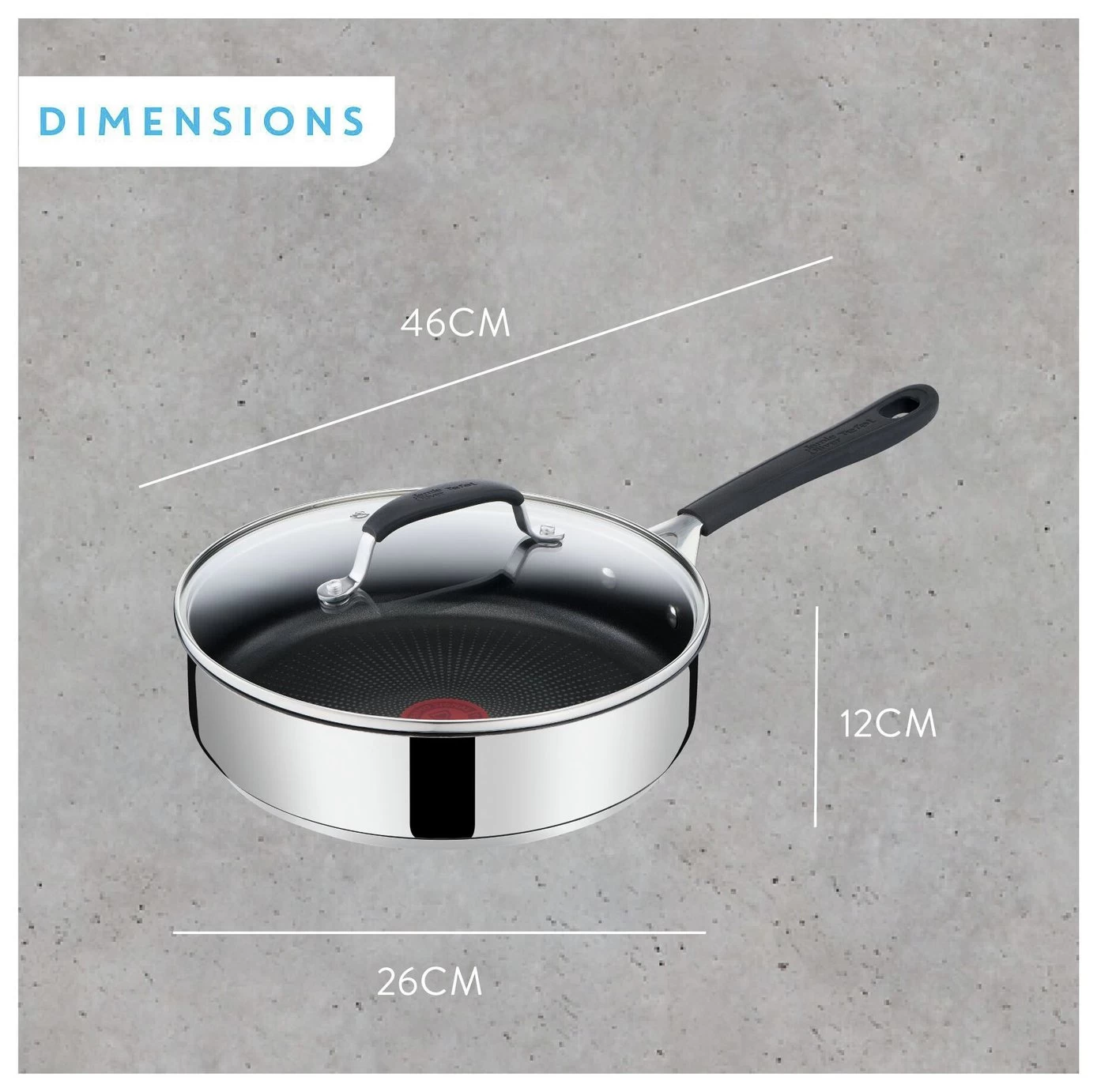 Tefal Jamie Oliver 25cm Non Stick Stainless Steel Saute Pan - Image 2