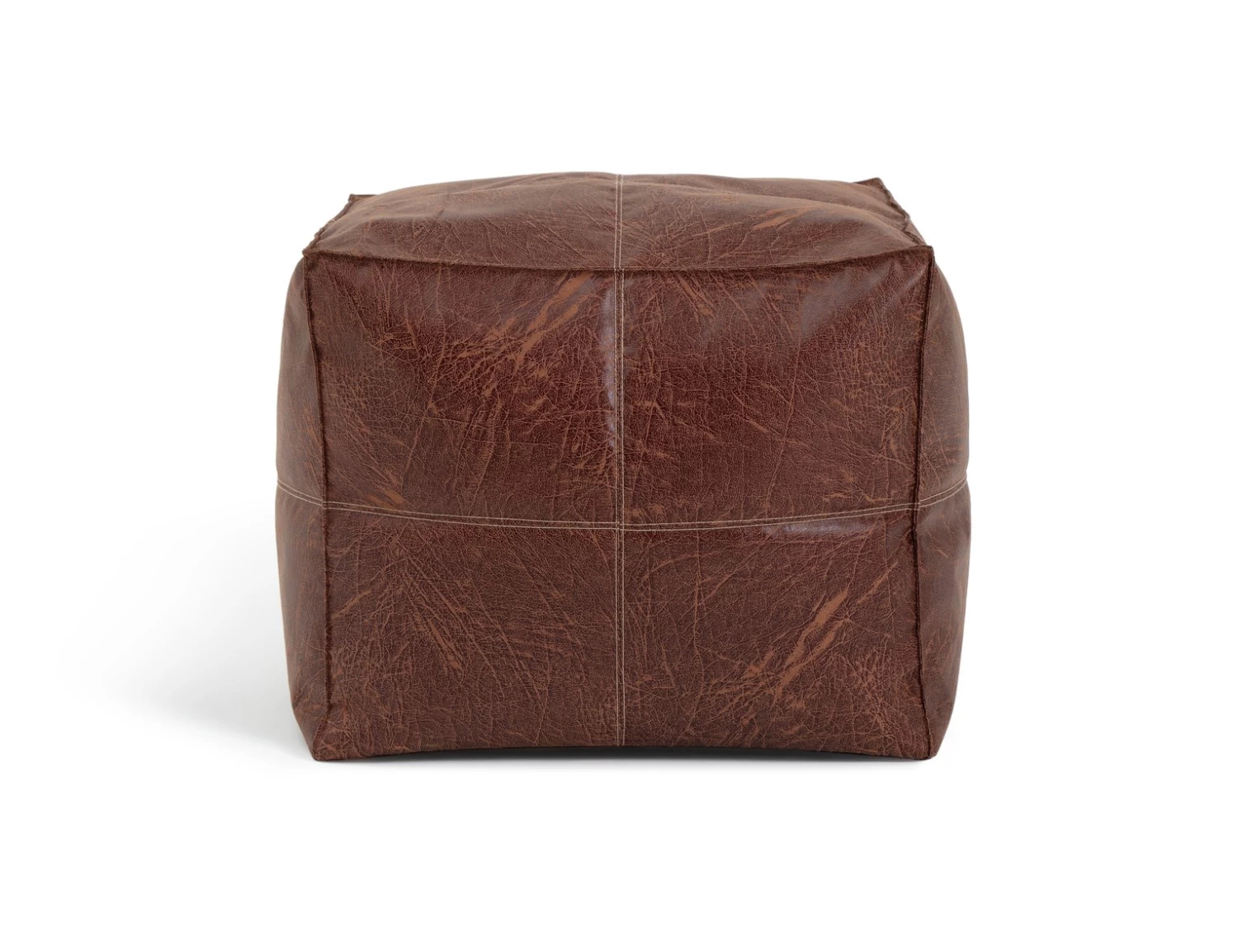 Habitat Kaikoo Faux Leather Footstool - Brown