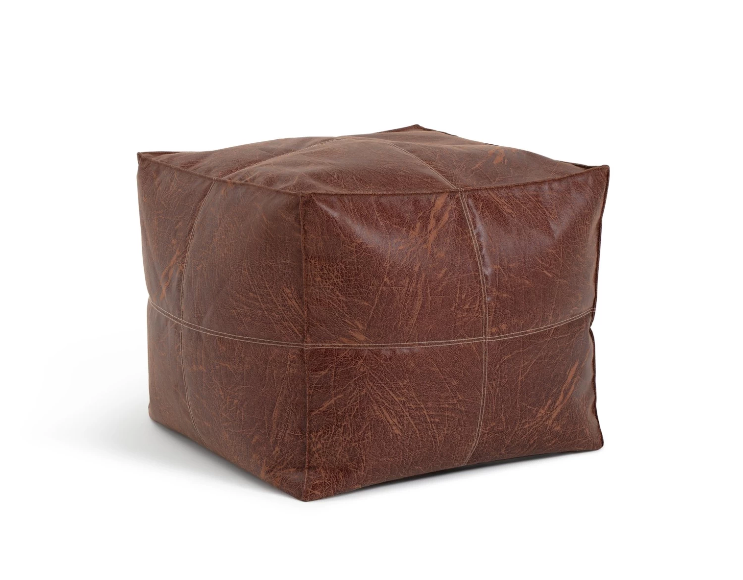 Habitat Kaikoo Faux Leather Footstool - Brown - Image 2