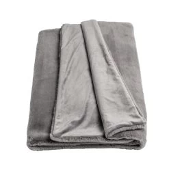 Habitat Faux Fur Plain Throw - Grey - 125x150cm