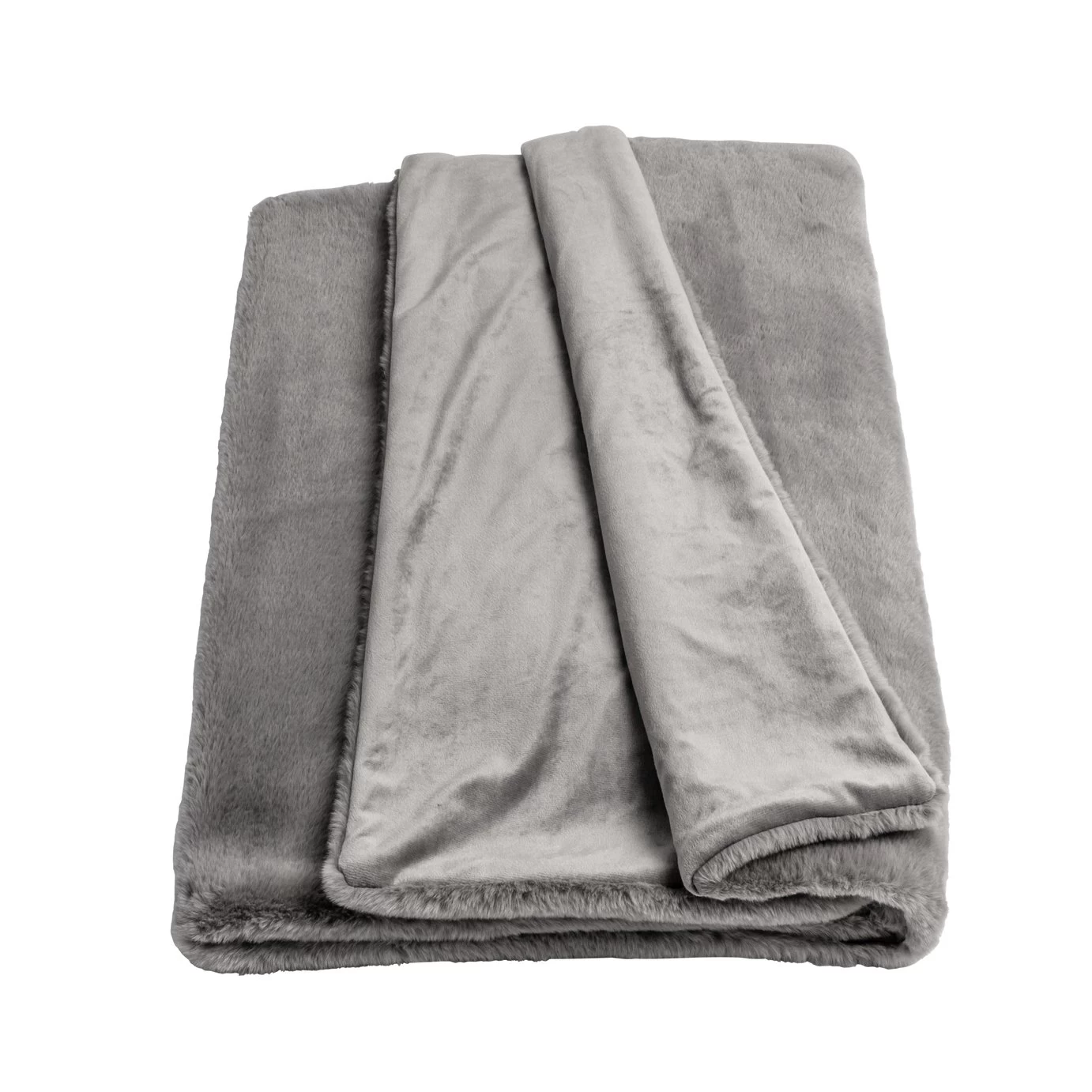 Habitat Faux Fur Plain Throw - Grey - 125x150cm