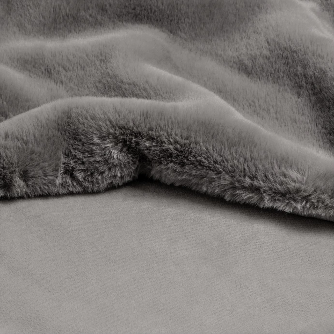 Habitat Faux Fur Plain Throw - Grey - 125x150cm - Image 4