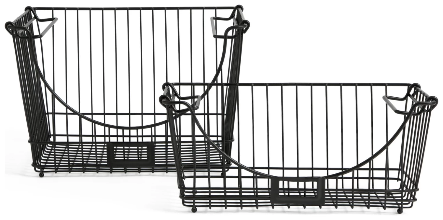 Habitat Pack Of 2 Storage Basket With Label Slot - Black