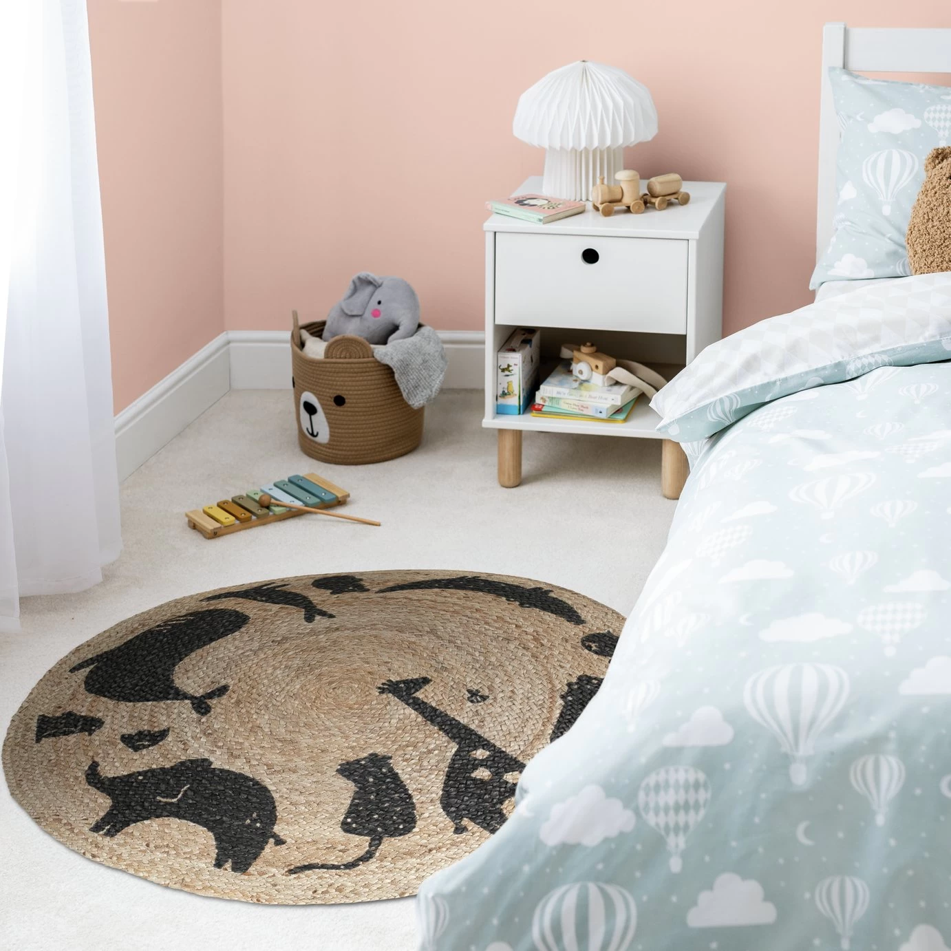 Habitat Kids Animal Abstract Jute Circle Rug - Natural