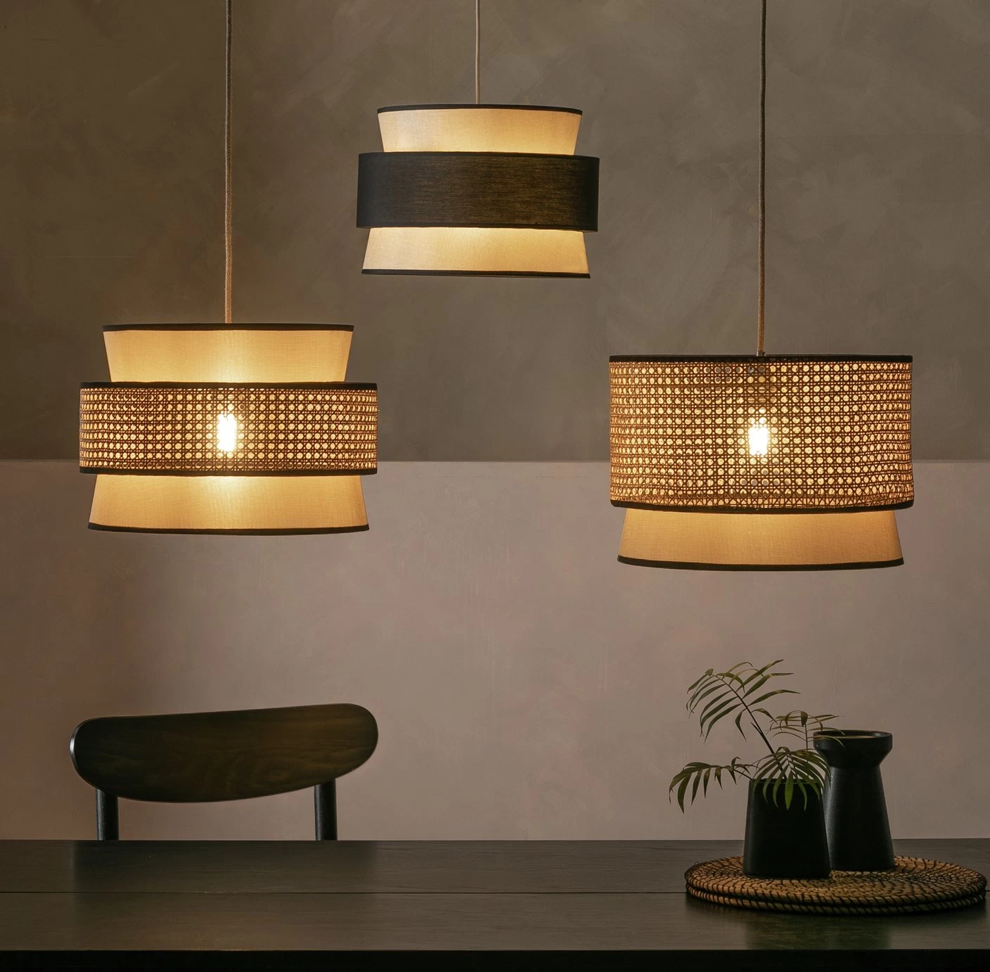 Habitat Ashi Rattan 40cm Shade - Natural & Black - Image 6