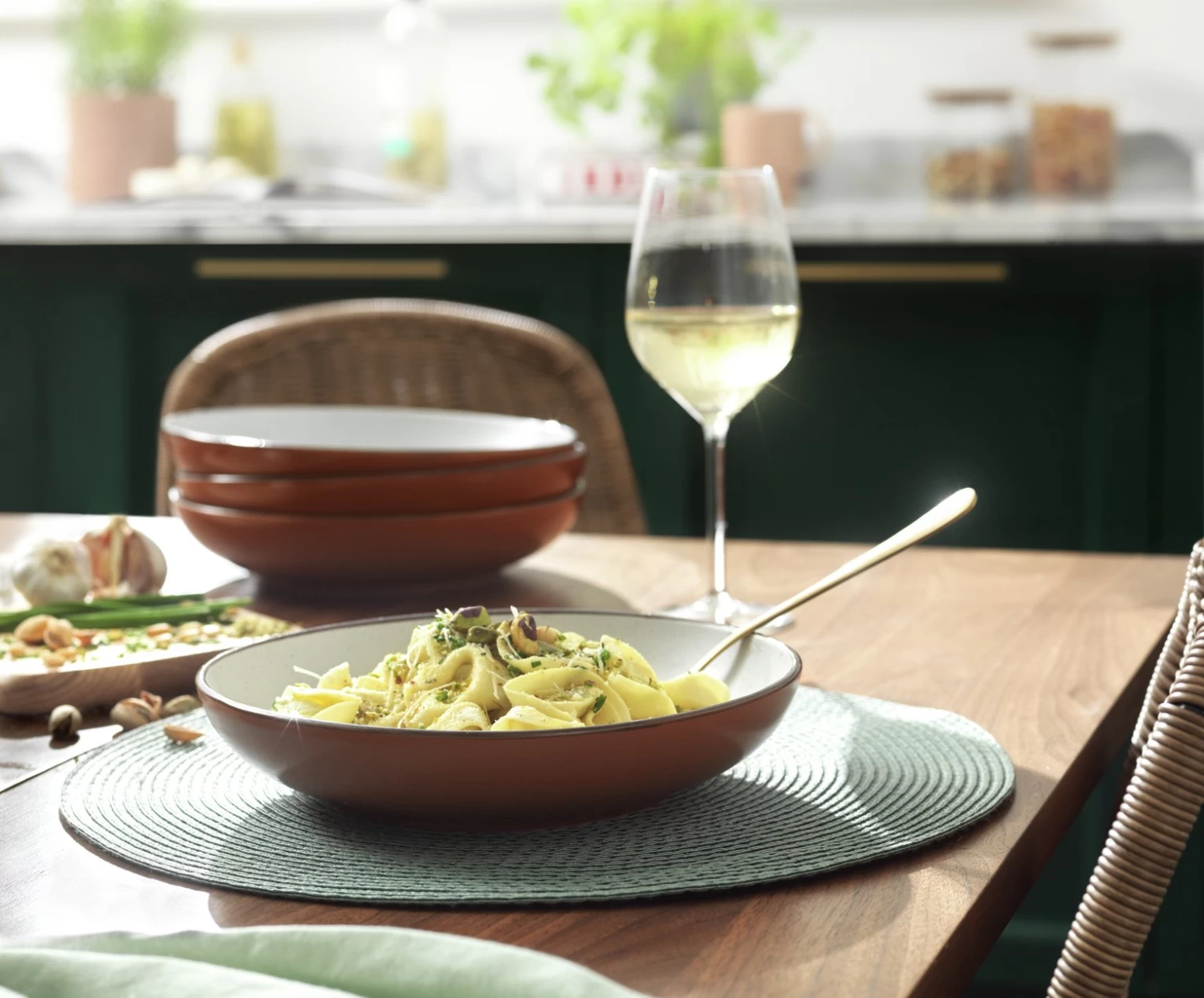 Habitat Speckle 4 Piece Stoneware Pasta Bowl - Rust - Image 2