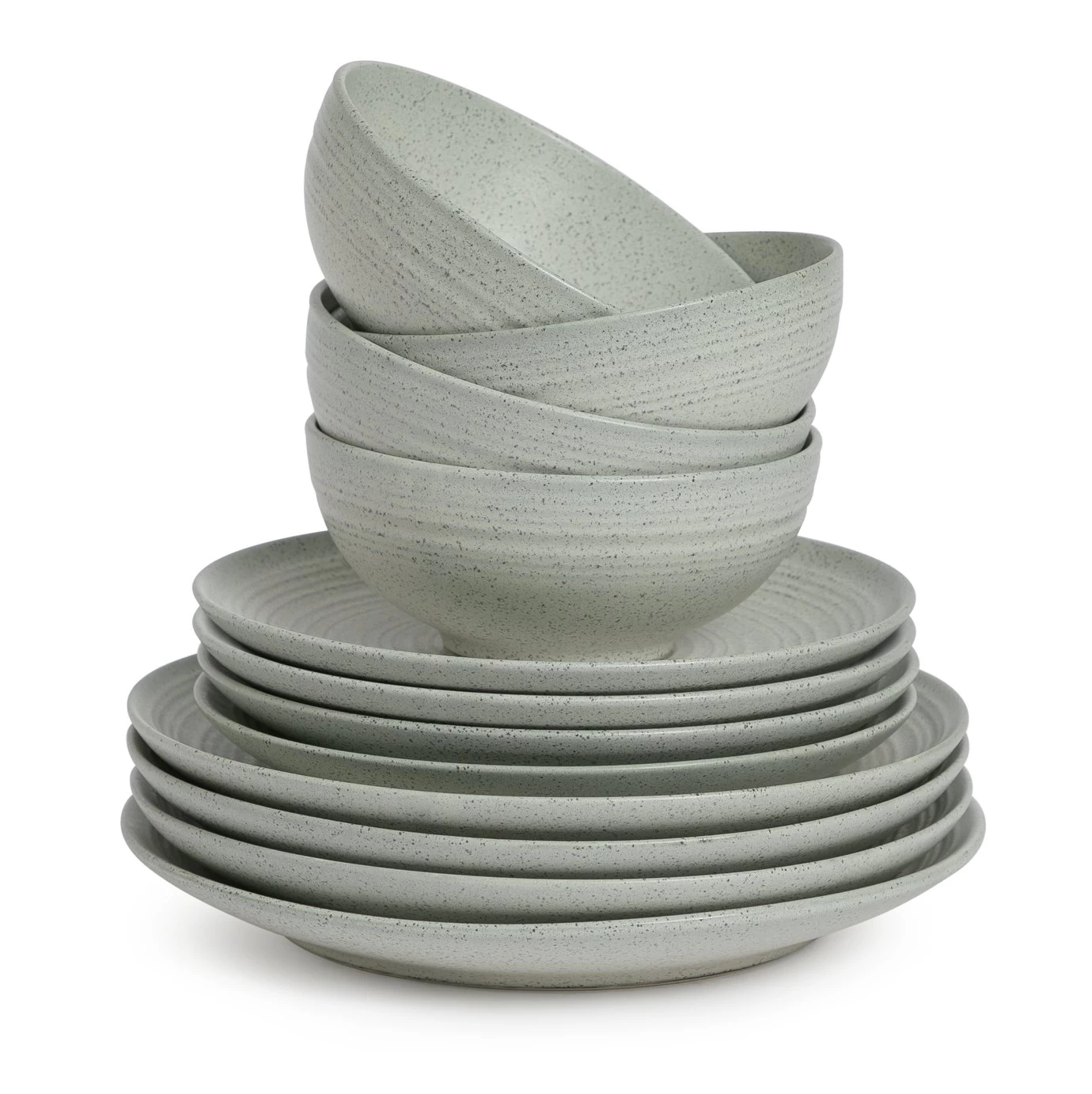 Habitat Textured Ripple 12 Piece Dinner Set - Chalk - Image 4