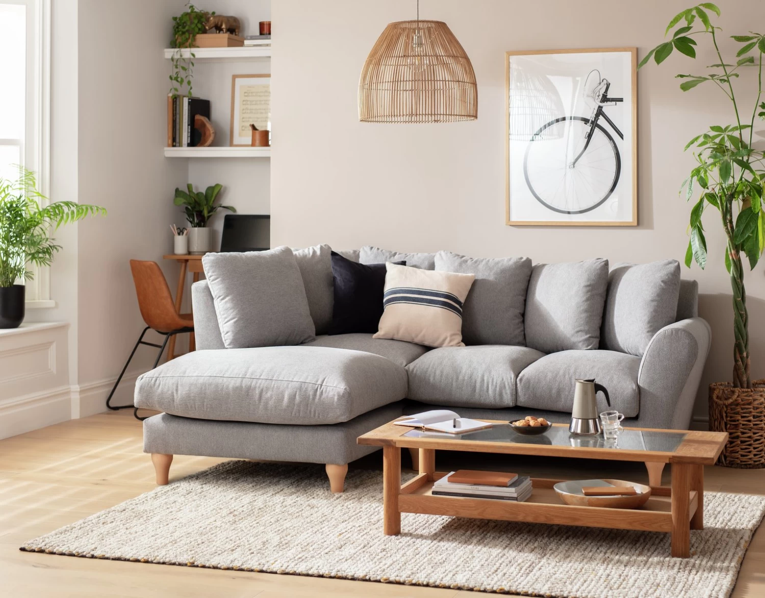 Habitat Carrie Fabric Left Hand Corner Chaise Sofa - Grey - Image 2