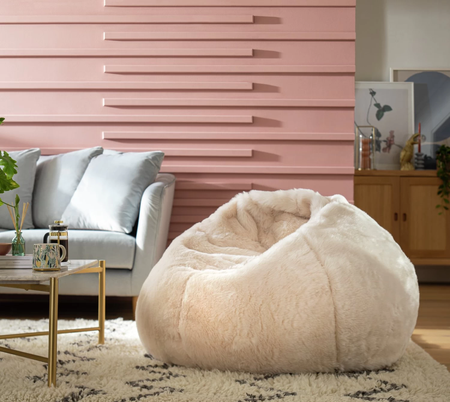 Kaikoo Ayrton Fur Beanbag- Cream - Image 2