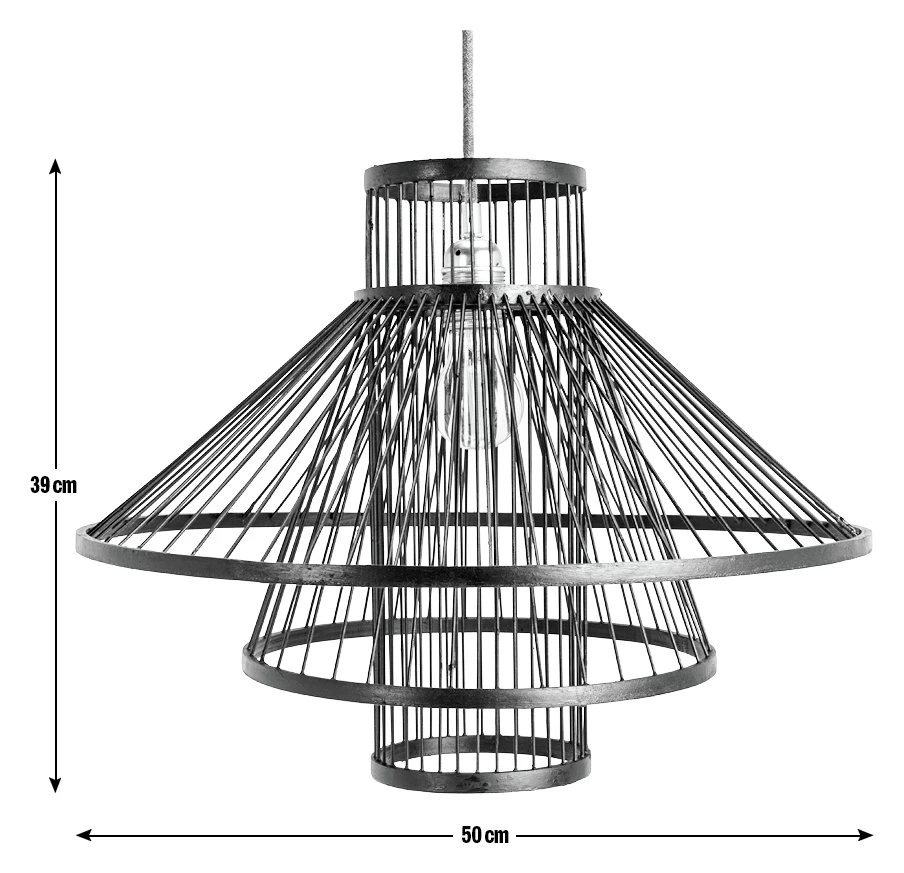 Habitat Wood 3 Tier Pendant Shade - Black - Image 3
