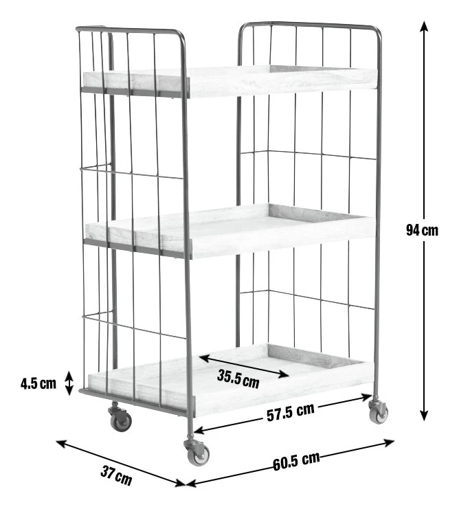 Habitat Kai Wood Drinks Trolley - Black & Mango - Image 3