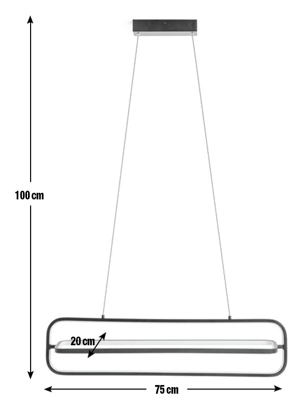 Habitat Metal LED Bar Pendant Light - Black - Image 3