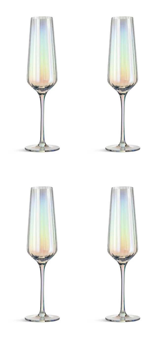 Habitat Iridescent Lustre Set Of 4 Champagne Flute