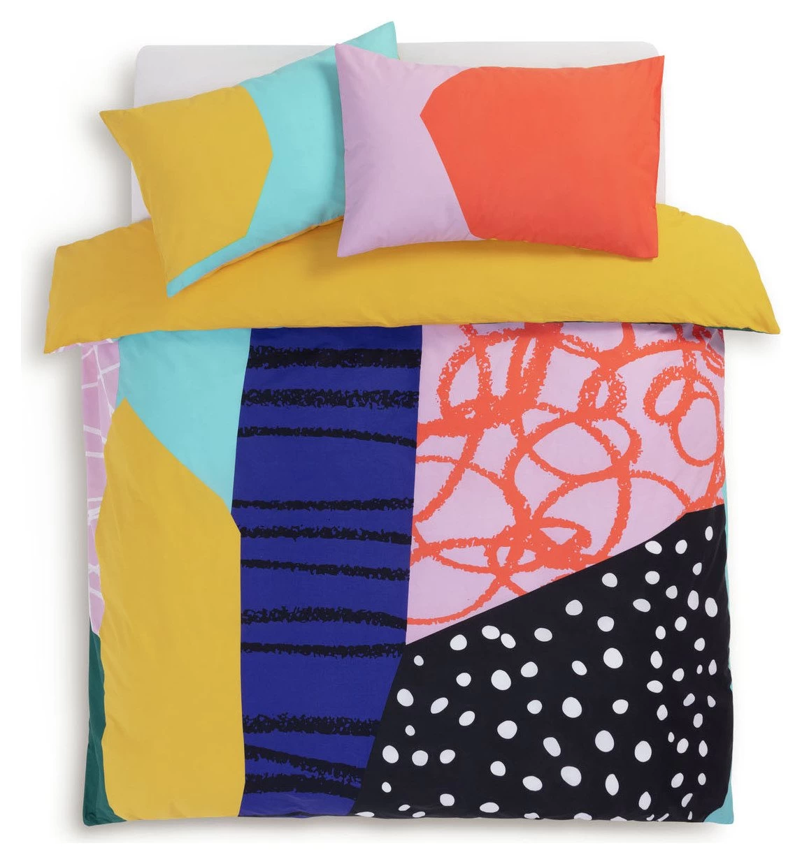 Habitat Panel Print Multicolour Bedding Set - Single - Image 3