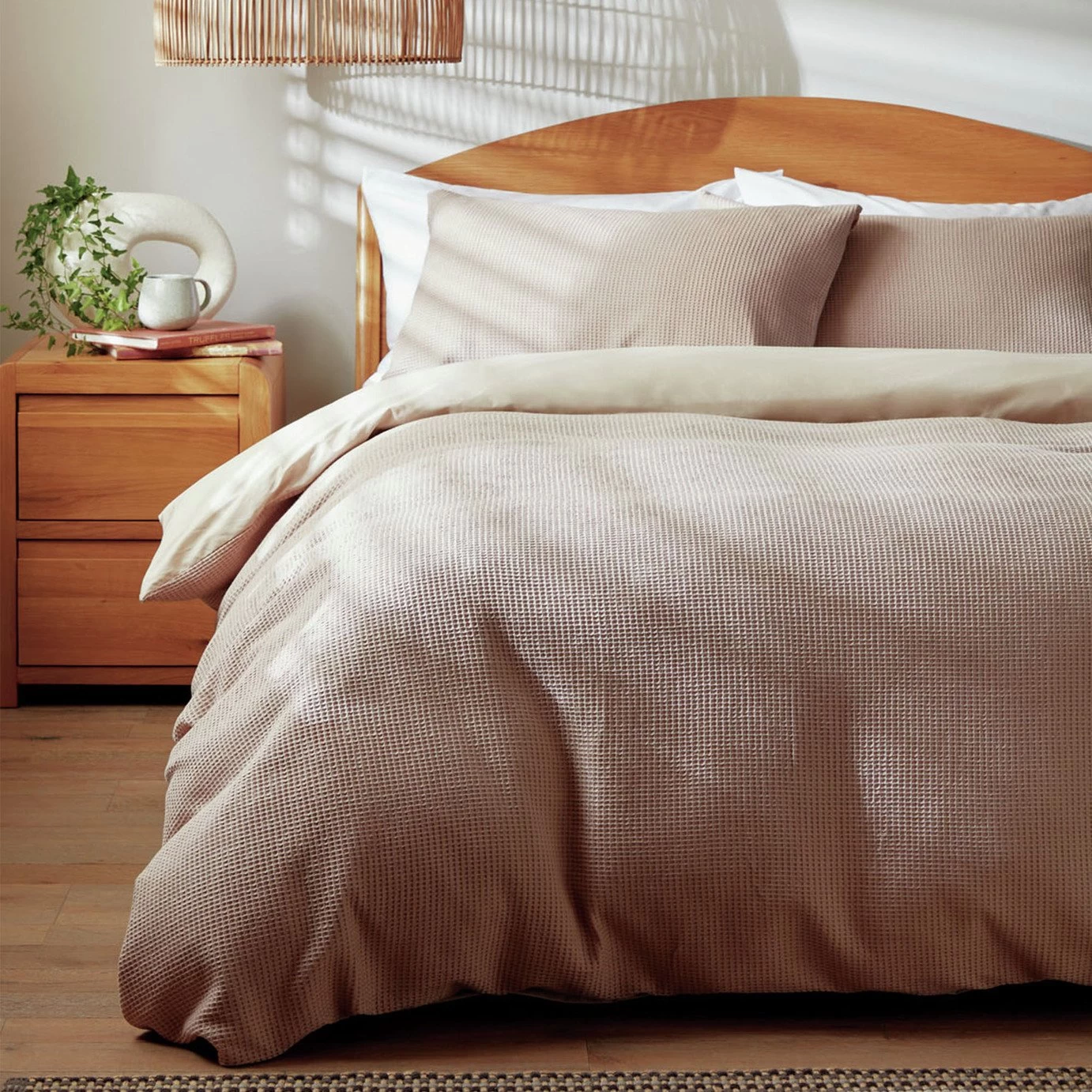 Habitat Cotton Waffle Plain Neutral Bedding Set - Single - Image 2